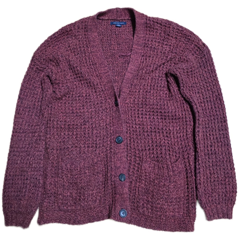 American Eagle‎ Outfitters Waffle Knit Cardigan Women's Size S Maroon V Neck